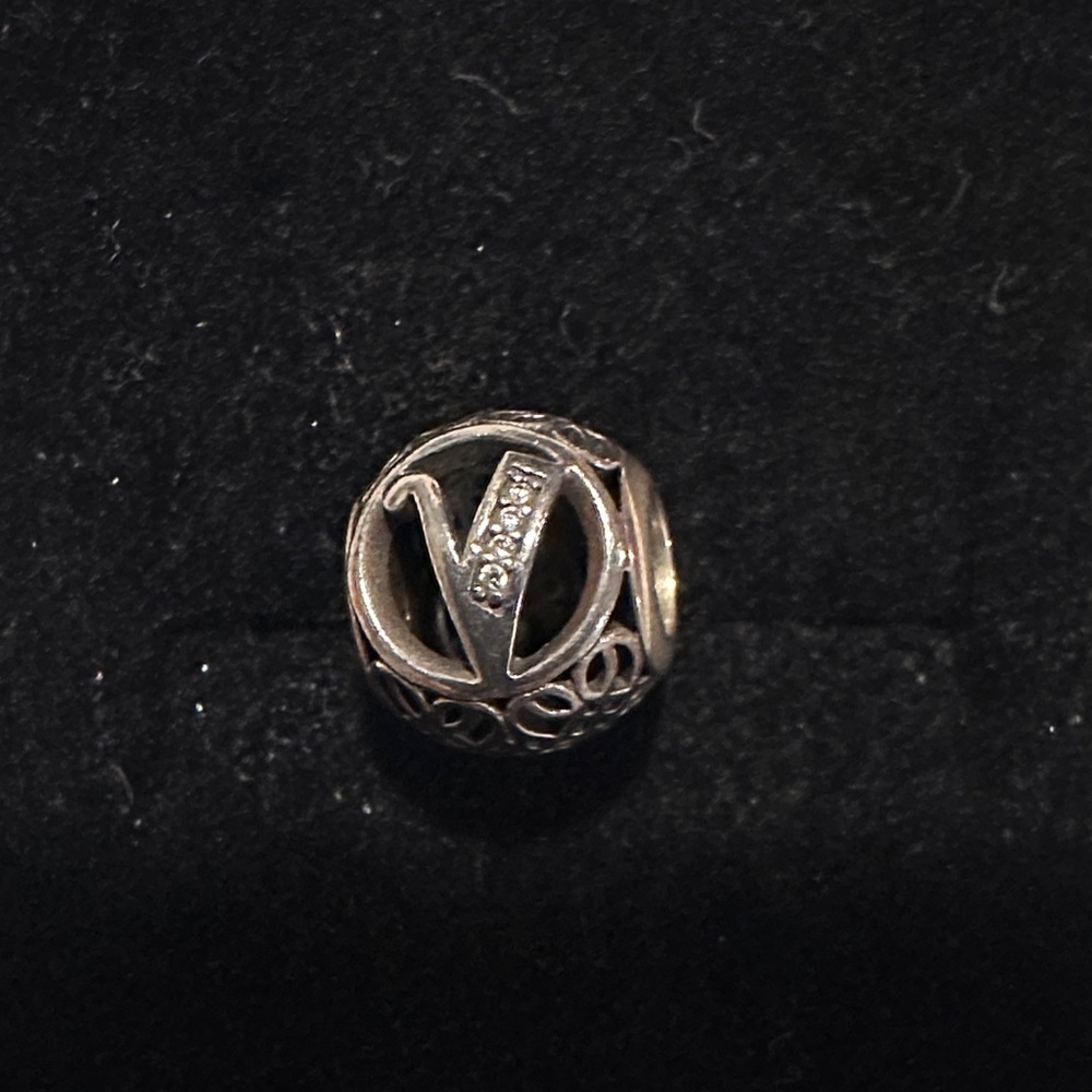 Silver Initial Charm Bead